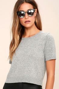 Lulus Shoot The Breeze Light Grey Crop Top
