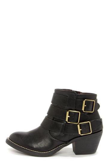 Report Signature Acer Black Buckled Ankle Boots