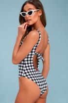 Check Yourself Black And White Gingham One-piece Swimsuit | Lulus