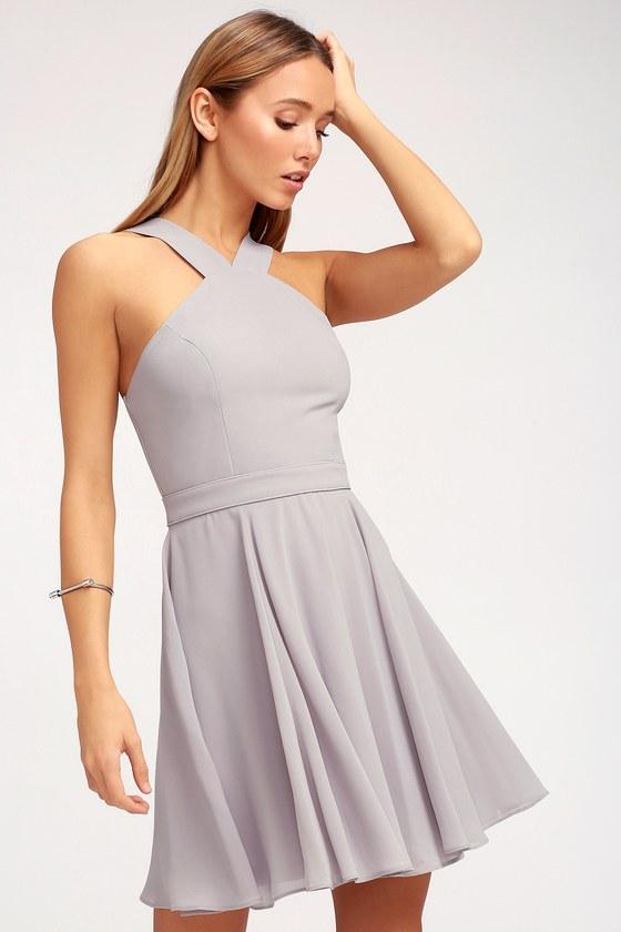 Forevermore Grey Skater Dress | Lulus