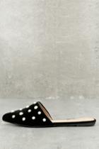 Yoki | Vivika Black Velvet Pearl Pointed Toe Mules | Size 5.5 | Lulus