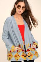 Emory Park Artist Retreat Light Blue Embroidered Chambray Jacket