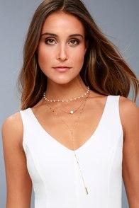 Lulus Effortlessly Elegant Gold And Pearl Layered Necklace