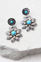 Lulus | Flower Of Life Turquoise And Silver Earrings