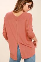 Lulus | Zip To My Lou Rusty Rose Sweater Top | Size X-small | Pink