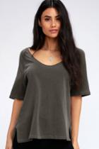 Project Social T Magee Charcoal Grey High-low Tee | Lulus