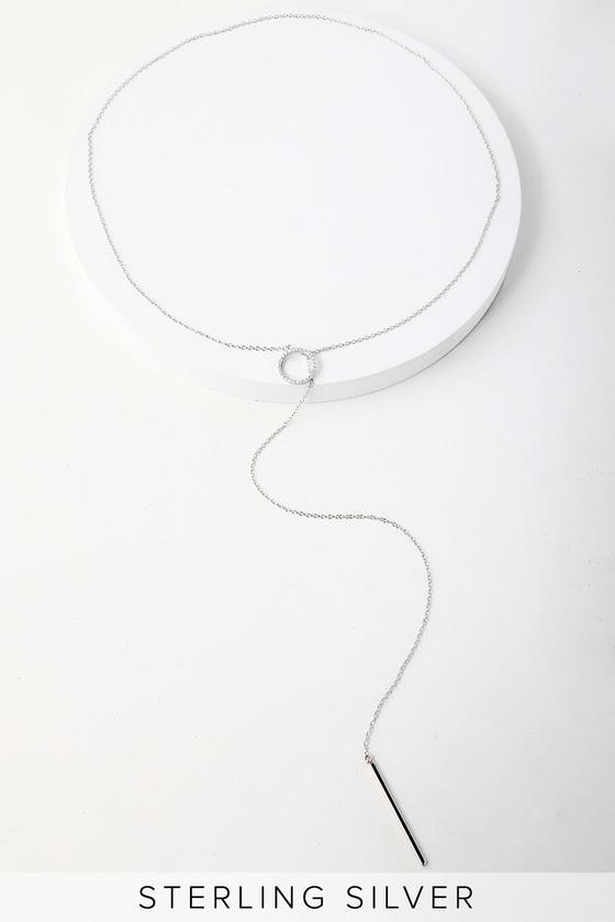 Olympia Sterling Silver Rhinestone Lariat Necklace | Lulus