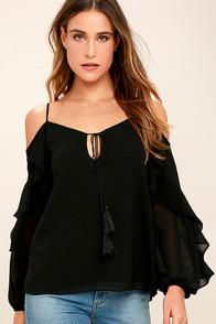 Lulus The Wonder Of You Black Off-the-shoulder Top
