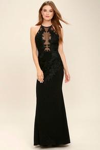 Glamazon Just For Tonight Black Lace Maxi Dress