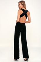 Best Of Luxe Black Velvet Backless Jumpsuit | Lulus
