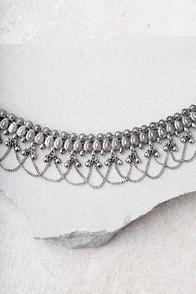 Lulus Mesmerize On You Silver Choker Necklace