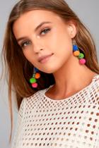 Lulus Celebrated Multi Color Pom Pom Earrings