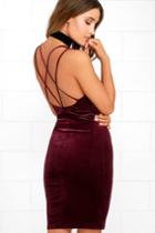 Lulus | Wow-worthy Burgundy Velvet Bodycon Dress | Size X-small | Purple | 100% Polyester