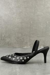 Steve Madden Meteor Black Studded Slingback Kitten Heels