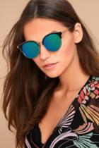 Lulus | Honey Bee Gold And Green Mirrored Sunglasses