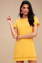 Perfect Time Mustard Yellow Shift Dress | Lulus