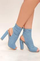 Machi Carlotta Denim Peep-toe Booties