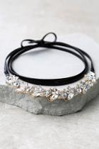 Lulus Vixen Gold And Black Rhinestone Wrap Necklace