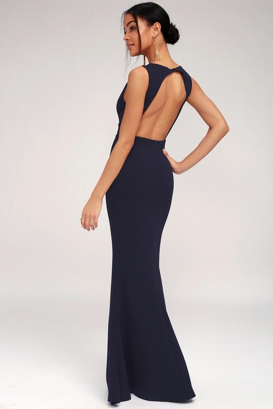 Mine Navy Blue Backless Maxi Dress | Lulus