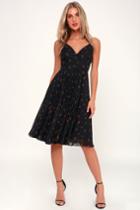 Beautiful Love Black Floral Print Pleated Midi Dress | Lulus