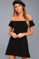 Kiss Keeper Black Off-the-shoulder Swing Dress | Lulus