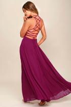 Lulus Strappy To Be Here Magenta Maxi Dress