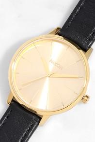 Nixon Kensington Leather Gold Watch