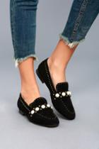 Lfl | Pearl Black Suede Studded Loafers | Size 6 | Lulus