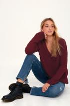 Cozy Cutie Burgundy Knit V-neck Sweater | Lulus