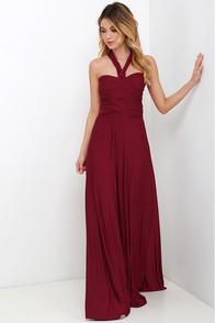 Lulus Always Stunning Convertible Burgundy Maxi Dress
