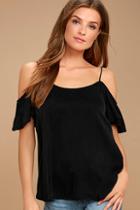 Lulus All Of A Sudden Black Off-the-shoulder Top