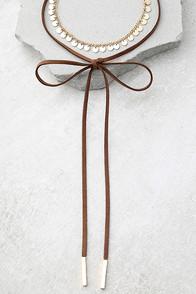 Lulus Mad About You Gold And Brown Wrap Necklace