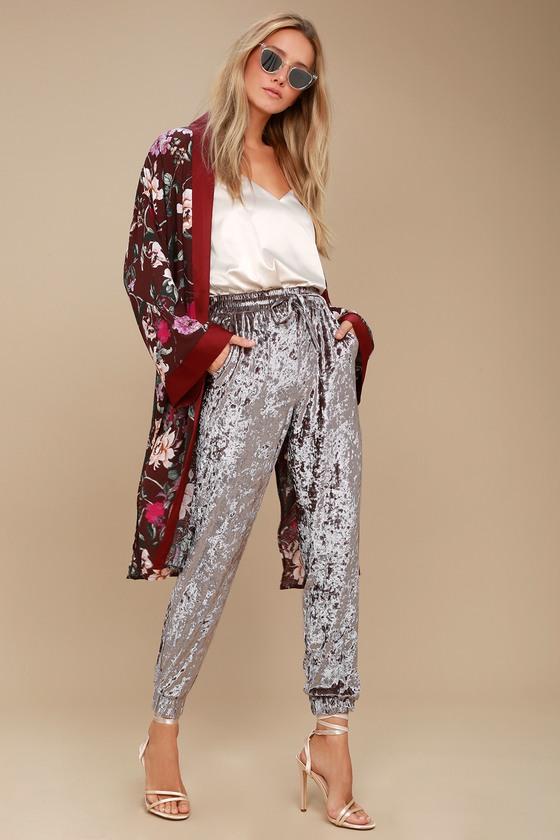 Lulus | Light Beams Taupe Velvet Jogger Pants | Size Large | Beige | 100% Polyester