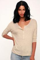 Greyson Beige Long Dolman Sleeve Henley Top | Lulus