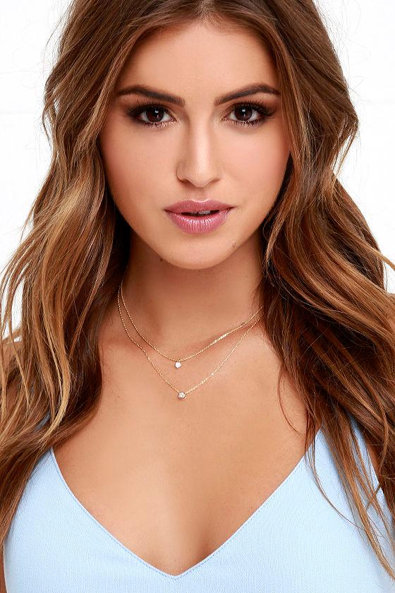 Lulus | Life Story Gold Rhinestone Layered Necklace