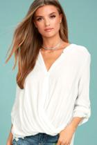 Lulus Making A Difference White Button-up Top