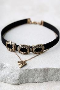 Lulus Style Showdown Gold And Black Layered Choker Necklace