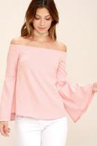 Essue Dreams Of Dancing Blush Pink Off-the-shoulder Top