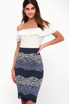 Enticing Expression Navy Blue Lace Skirt | Lulus