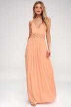 This Is Love Blush Pink Lace Maxi Dress | Lulus