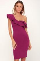 Make It Count Magenta Ruffled One-shoulder Bodycon Dress | Lulus