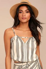 O'neill X Natalie Off Duty Savannah Beige And Black Striped Top