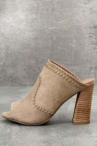 Report Marlo Taupe Suede Peep-toe Mules