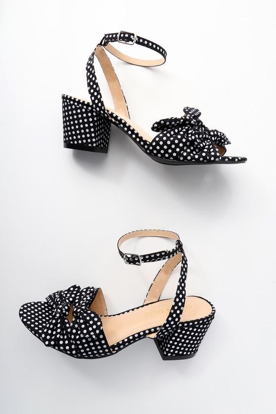 Chase & Chloe Dorthea Black Polka Dot High Heel Sandal Heels | Lulus