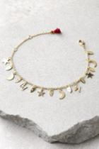 Shashi - Moon Star Gold Rhinestone Charm Bracelet - Lulus