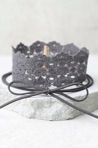 Lulus Victorian Era Grey Lace Necklace Set