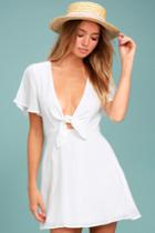 Lulus | Sea Day White Skater Dress | Size X-large | 100% Polyester