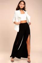 Lulus | Knockout Black Wide Leg Pants | Size Large