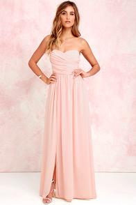 Lulus Moonlight Serenade Peach Strapless Maxi Dress
