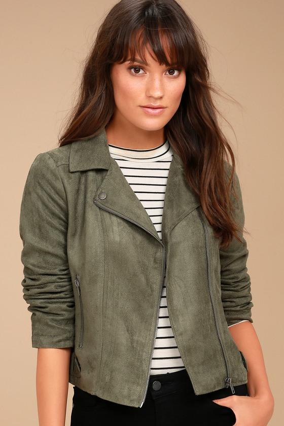 Jack By Bb Dakota | Johanness Olive Green Suede Moto Jacket | Size Medium | 100% Polyester | Vegan Friendly | Lulus